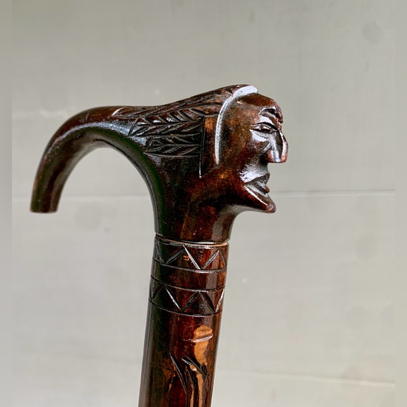 Early 20th Century Antique Hand Carved Native American Indian Folk Art Cane - Picture 2 of 16
